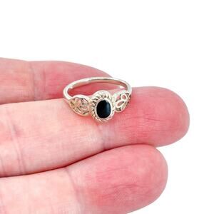 Vintage Sterling Silver 925 Regalrose Onyx Ring Size 4.5